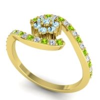 Simple Floral Pave Bypass Plava Ring