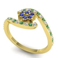 Simple Floral Pave Bypass Plava Ring