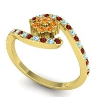 Simple Floral Pave Bypass Plava Ring