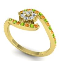 Simple Floral Pave Bypass Plava Ring