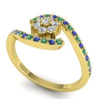 Simple Floral Pave Bypass Plava Ring