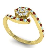 Simple Floral Pave Bypass Plava Ring