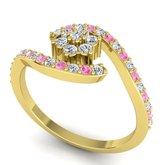 Simple Floral Pave Bypass Plava Ring