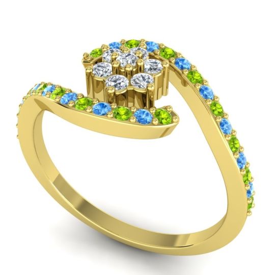 Simple Floral Pave Bypass Plava Ring