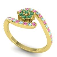 Simple Floral Pave Bypass Plava Ring