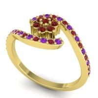 Simple Floral Pave Bypass Plava Ring