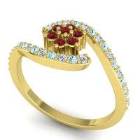 Simple Floral Pave Bypass Plava Ring