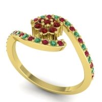 Simple Floral Pave Bypass Plava Ring