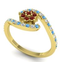 Simple Floral Pave Bypass Plava Ring