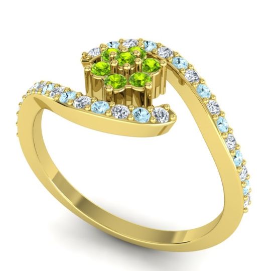 Simple Floral Pave Bypass Plava Ring