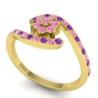 Simple Floral Pave Bypass Plava Ring