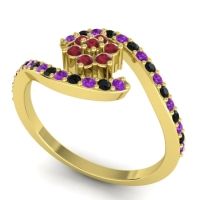 Simple Floral Pave Bypass Plava Ring