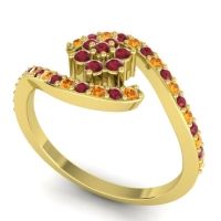 Simple Floral Pave Bypass Plava Ring