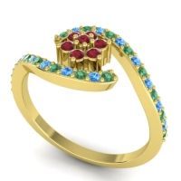 Simple Floral Pave Bypass Plava Ring