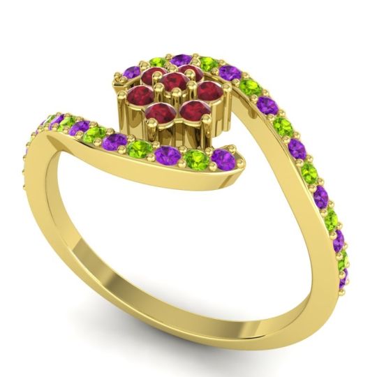 Simple Floral Pave Bypass Plava Ring