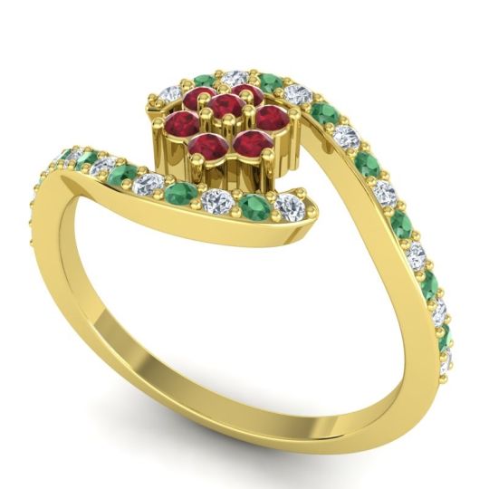 Simple Floral Pave Bypass Plava Ring