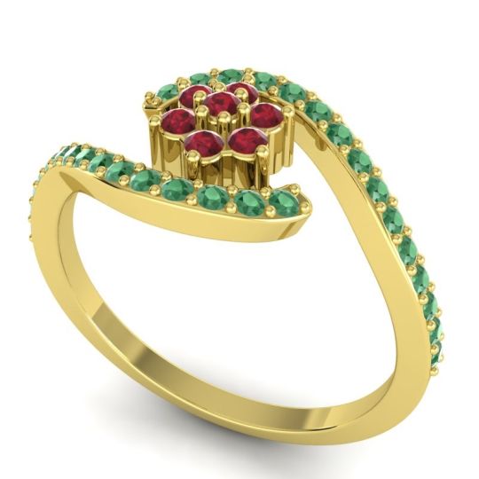 Simple Floral Pave Bypass Plava Ring