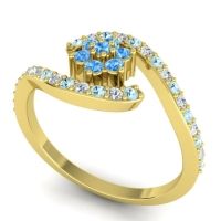 Simple Floral Pave Bypass Plava Ring