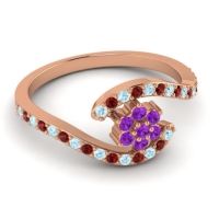 Simple Floral Pave Bypass Plava Ring