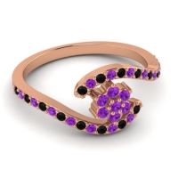 Simple Floral Pave Bypass Plava Ring