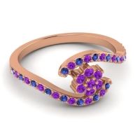 Simple Floral Pave Bypass Plava Ring