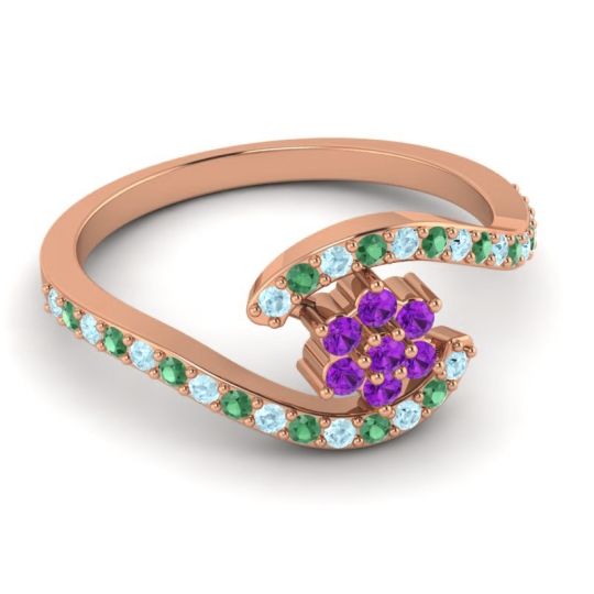 Simple Floral Pave Bypass Plava Ring