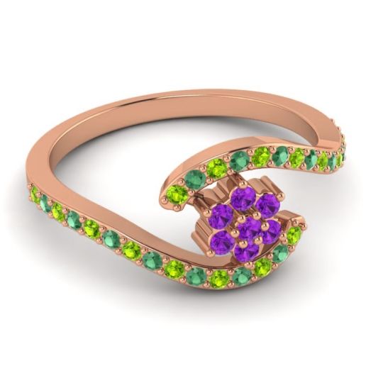 Simple Floral Pave Bypass Plava Ring