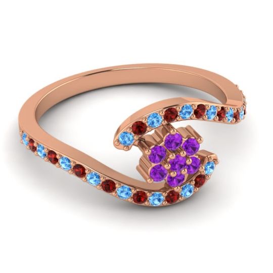 Simple Floral Pave Bypass Plava Ring