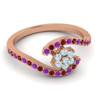 Simple Floral Pave Bypass Plava Ring