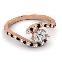 Simple Floral Pave Bypass Plava Ring