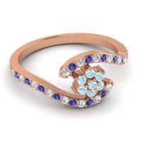 Simple Floral Pave Bypass Plava Ring