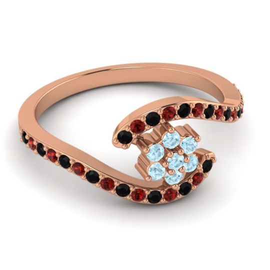 Simple Floral Pave Bypass Plava Ring