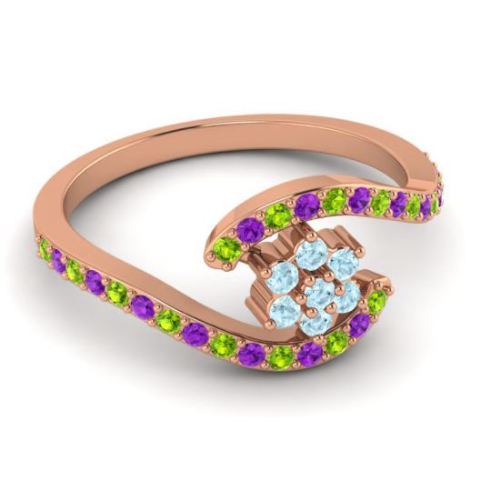 Simple Floral Pave Bypass Plava Ring