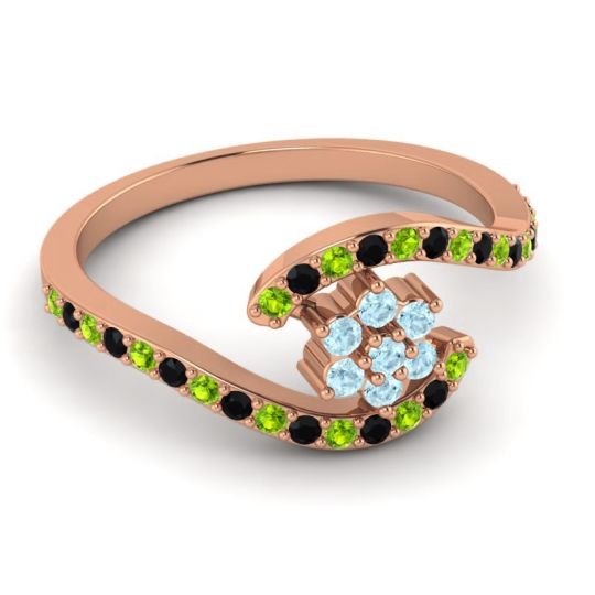 Simple Floral Pave Bypass Plava Ring