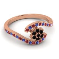 Simple Floral Pave Bypass Plava Ring