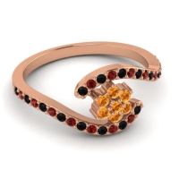 Simple Floral Pave Bypass Plava Ring
