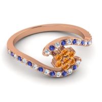 Simple Floral Pave Bypass Plava Ring