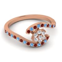 Simple Floral Pave Bypass Plava Ring