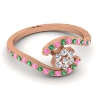 Simple Floral Pave Bypass Plava Ring