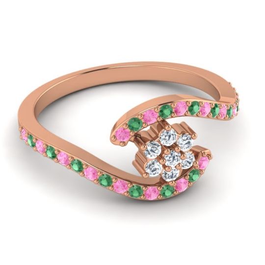 Simple Floral Pave Bypass Plava Ring