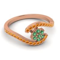 Simple Floral Pave Bypass Plava Ring