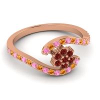 Simple Floral Pave Bypass Plava Ring