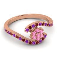 Simple Floral Pave Bypass Plava Ring