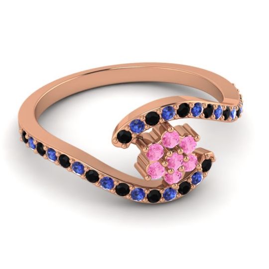 Simple Floral Pave Bypass Plava Ring