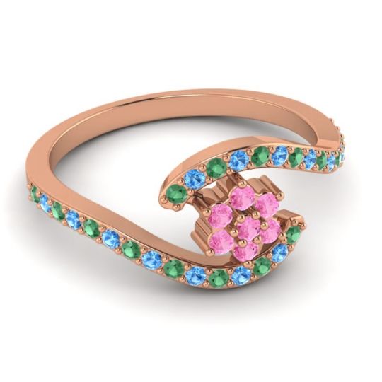 Simple Floral Pave Bypass Plava Ring