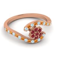 Simple Floral Pave Bypass Plava Ring