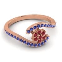 Simple Floral Pave Bypass Plava Ring