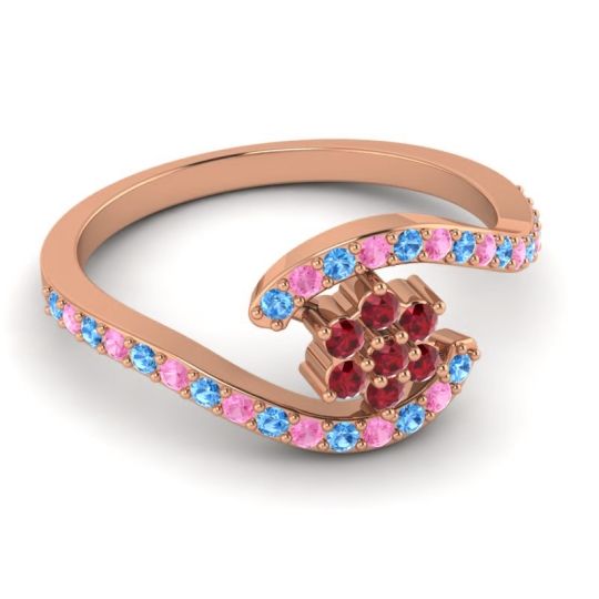 Simple Floral Pave Bypass Plava Ring