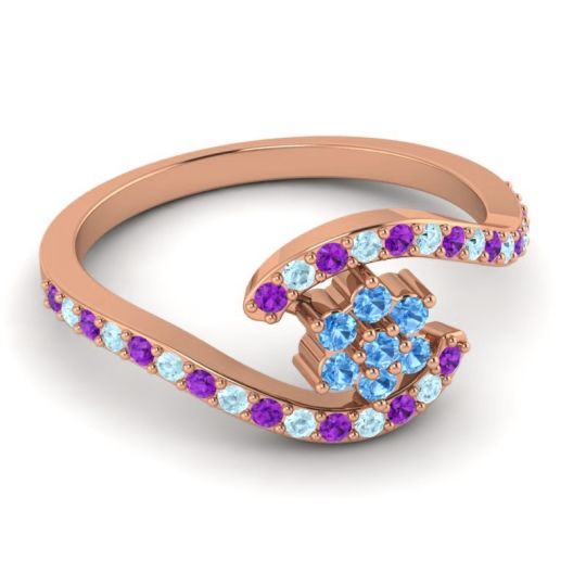 Simple Floral Pave Bypass Plava Ring