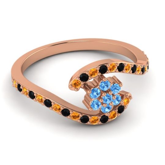 Simple Floral Pave Bypass Plava Ring
